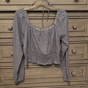 Arizona Jean Company Light Blue Printed Long-Sleeve Crop Top XL (juniors)